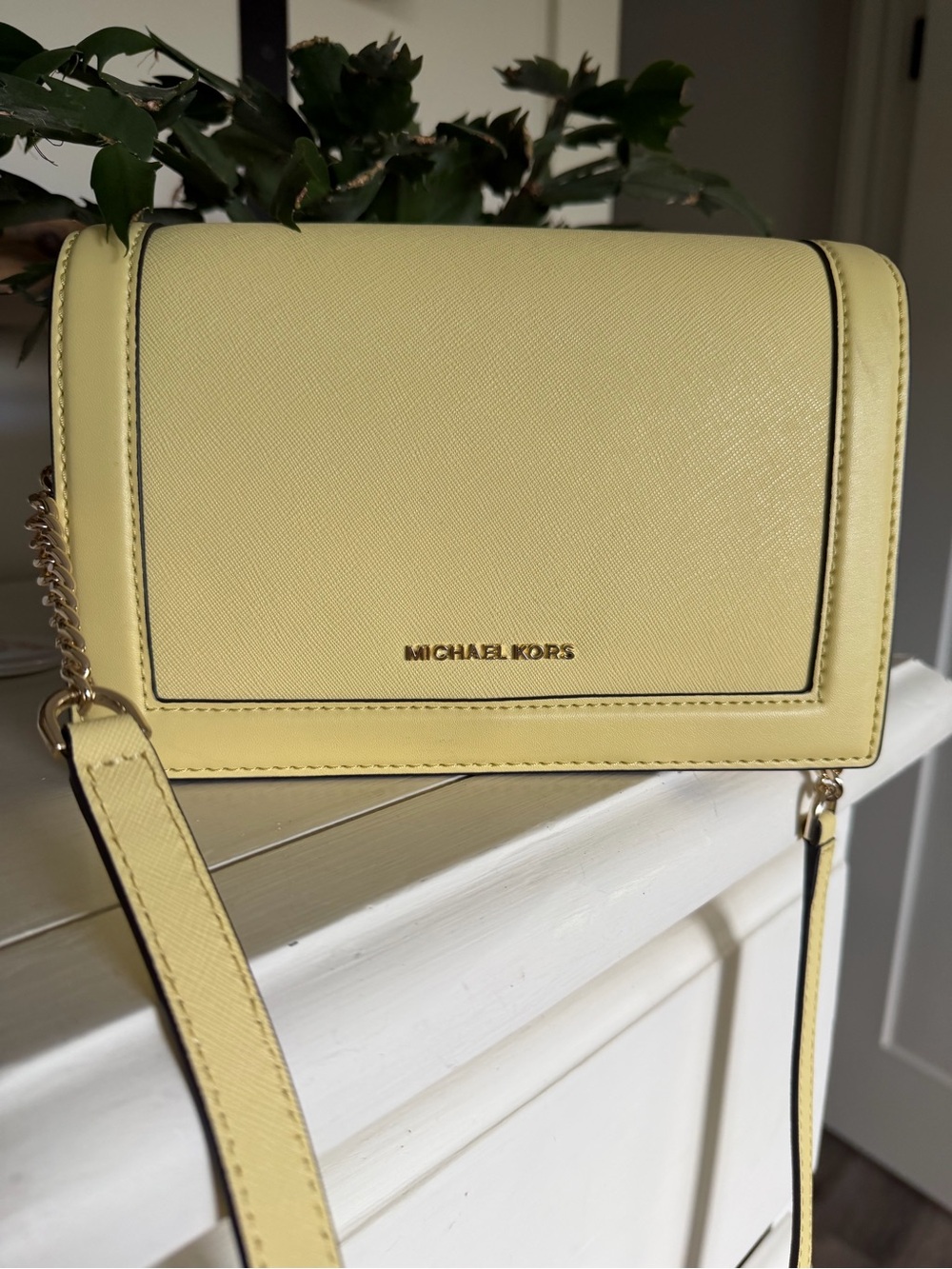 Michael Kors Pale Yellow Saffiano Crossbody Bag